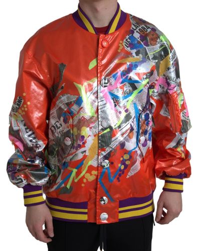 Polyester Button Blouson Men's Jacket - Dolce & Gabbana - Modalova
