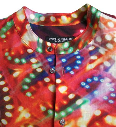 Luminarie Print Linen Men's Shirt - Dolce & Gabbana - Modalova