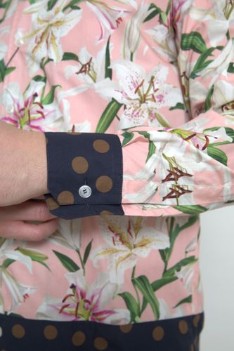 Cotton Polka Dot Lily Print Collared Men's Shirt - Dolce & Gabbana - Modalova