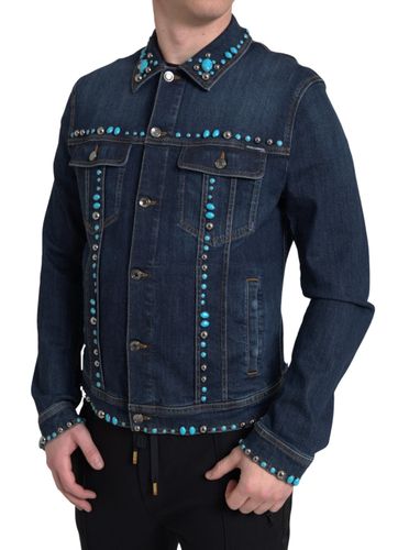 Denim Turquoise Stones Studded Men's Jacket - Dolce & Gabbana - Modalova