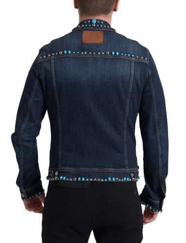 Denim Turquoise Stones Studded Men's Jacket - Dolce & Gabbana - Modalova