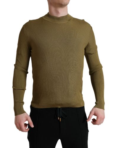 Green Viscose Crewneck Pullover Men's Sweater - Dolce & Gabbana - Modalova
