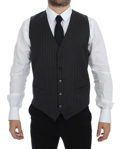 Striped Wool Single Breasted Men's Vest - Dolce & Gabbana - Modalova