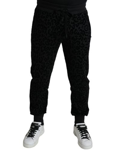 Leopard Cotton Slim Fit Jogger Men's Pants - Dolce & Gabbana - Modalova