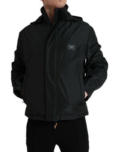 Polyester Logo Plaque Hooded Men's Jacket - Dolce & Gabbana - Modalova