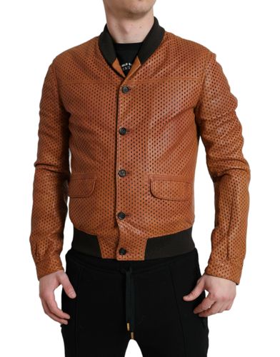 Lambskin Leather Perforated Men's Jacket - Dolce & Gabbana - Modalova