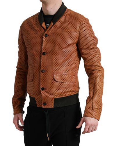 Lambskin Leather Perforated Men's Jacket - Dolce & Gabbana - Modalova