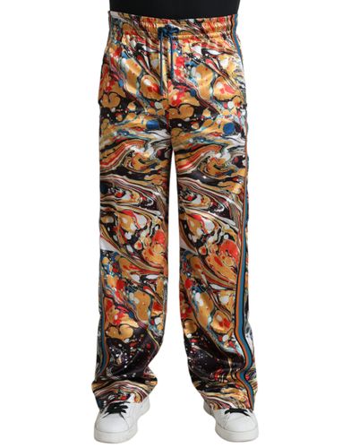 Marble Print Satin Men's Pants - Dolce & Gabbana - Modalova