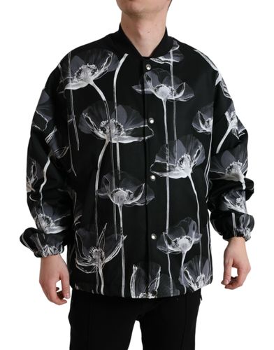 Floral Print Wool Button Down Bomber Men's Jacket - Dolce & Gabbana - Modalova