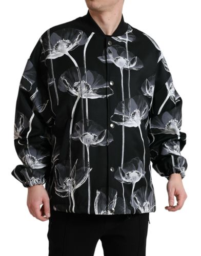 Floral Print Wool Button Down Bomber Men's Jacket - Dolce & Gabbana - Modalova