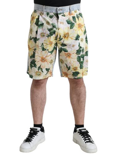 Floral Print Denim Bermuda Men's Shorts - Dolce & Gabbana - Modalova