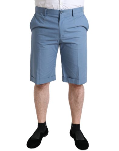 Sky Blue Cotton Folded Hem Men Bermuda Men's Shorts - Dolce & Gabbana - Modalova