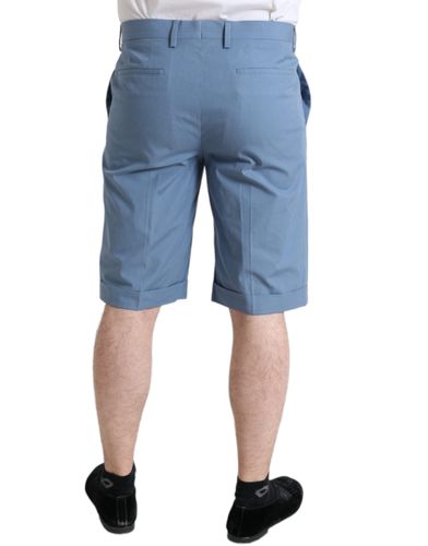 Sky Blue Cotton Folded Hem Men Bermuda Men's Shorts - Dolce & Gabbana - Modalova