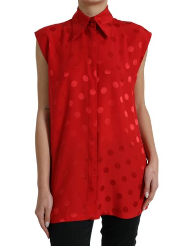 Polka Dot Sleeveless Collared Blouse Women's Top - Dolce & Gabbana - Modalova