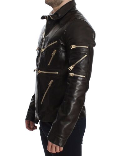 Lambskin Leather Zipper Men's Jacket - Dolce & Gabbana - Modalova