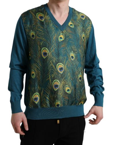 Peacock Feather Pullover Men's Sweater - Dolce & Gabbana - Modalova