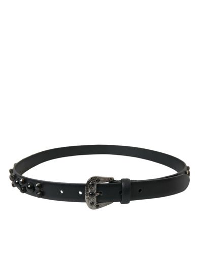 Embellished Leather Engraved Buckle Women's Belt - Dolce & Gabbana - Modalova