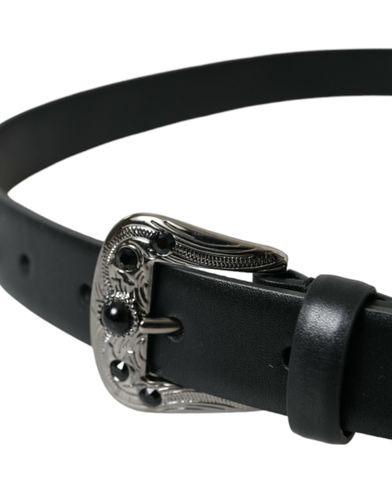 Embellished Leather Engraved Buckle Women's Belt - Dolce & Gabbana - Modalova
