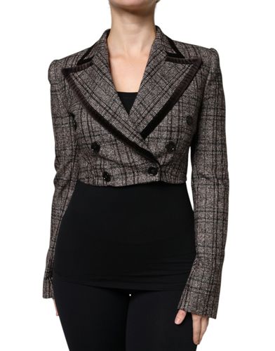 Plaid Long Sleeve Cropped Coat Women's Jacket - Dolce & Gabbana - Modalova