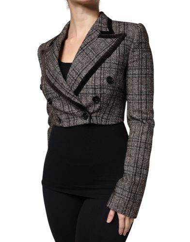Plaid Long Sleeve Cropped Coat Women's Jacket - Dolce & Gabbana - Modalova