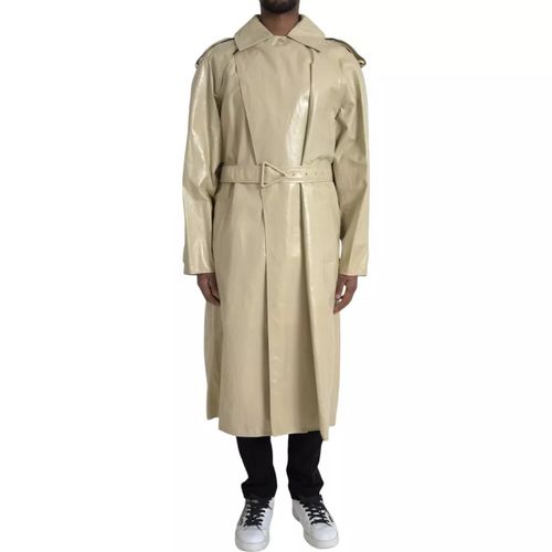 Beige Lambskin Leather Trench Coat Men's Jacket - Bottega Veneta - Modalova