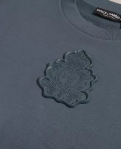 Cotton Logo Patch Crew Neck Men Pullover Men's Sweater - Dolce & Gabbana - Modalova