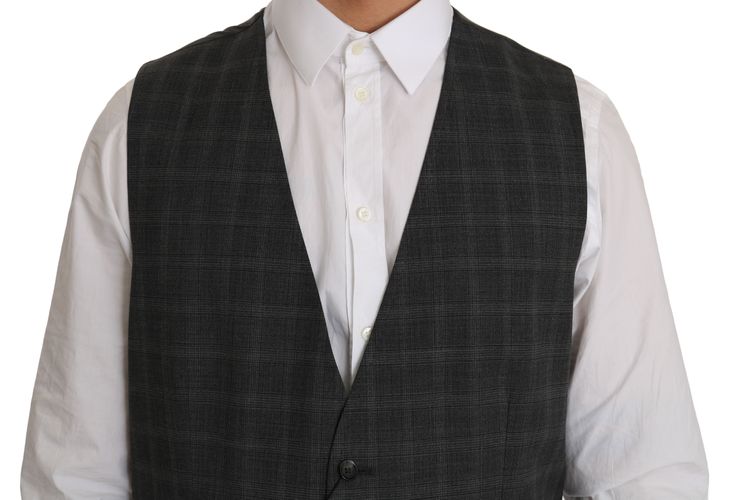 Wool STAFF Checkered Stretch Men's Vest - Dolce & Gabbana - Modalova