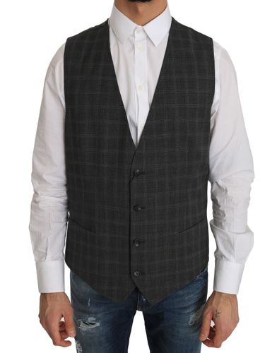 Wool STAFF Checkered Stretch Men's Vest - Dolce & Gabbana - Modalova