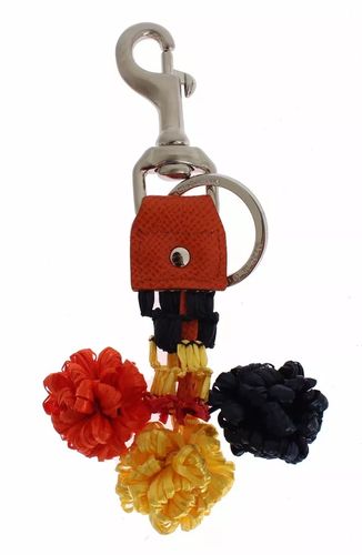 Red Yellow Raffia Leather Clasp Finder Keyring Women's Keychain - Dolce & Gabbana - Modalova