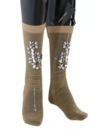 Stretch Floral Clear Crystal Stocking Women's Socks - Dolce & Gabbana - Modalova