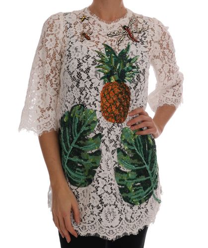Crystal Embellished Lace Women's Blouse - Dolce & Gabbana - Modalova