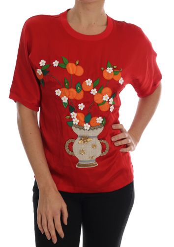 Silk Orange Vase Crystal Women's Top - Dolce & Gabbana - Modalova