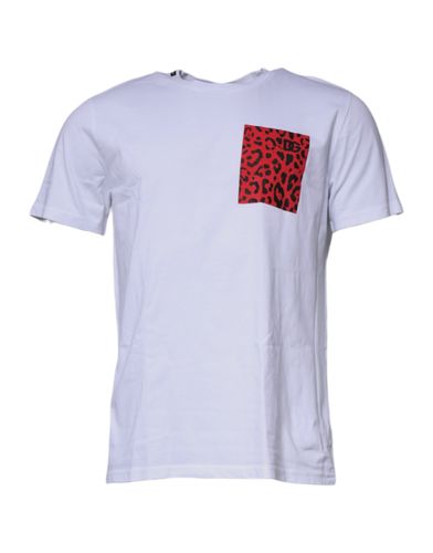 White Red Leopard Cotton Crew Neck Men's T-shirt - Dolce & Gabbana - Modalova