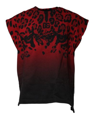 Red Leopard Print Cotton Sleeveless Men's T-shirt - Dolce & Gabbana - Modalova