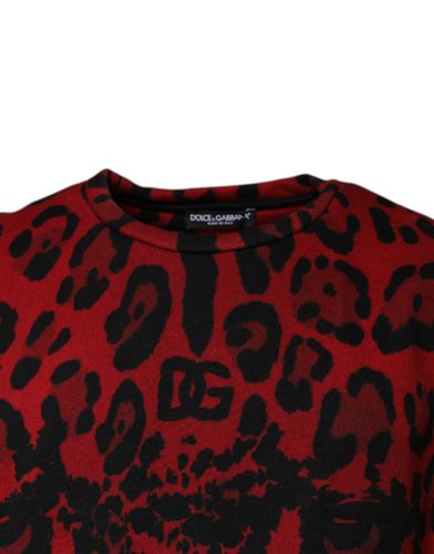 Red Leopard Print Cotton Sleeveless Men's T-shirt - Dolce & Gabbana - Modalova