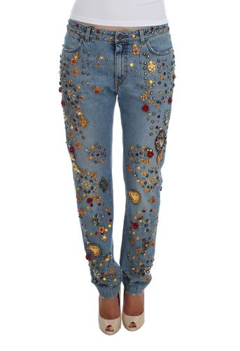 Crystal Roses Heart Embellished Women's Jeans - Dolce & Gabbana - Modalova