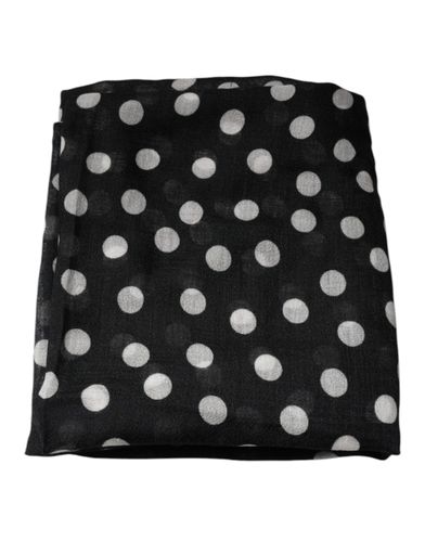 Black White Polka Dots Fringes Wrap Women's Scarf (Pre-Owned) - Dolce & Gabbana - Modalova