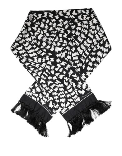 Black White Patterned Fringes Shawl Women's Scarf (Pre-Owned) - Dolce & Gabbana - Modalova