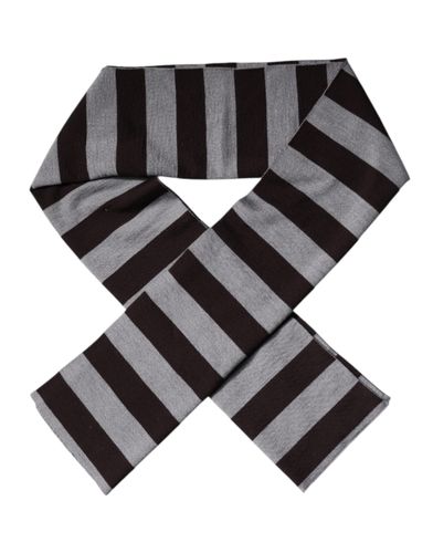 Black Gray Stripes Wool Neck Wrap Men's Scarf - Dolce & Gabbana - Modalova