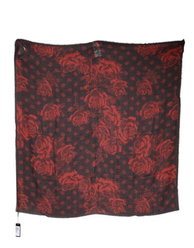 Black Red Floral Modal Wrap Shawl Women's Scarf - Dolce & Gabbana - Modalova