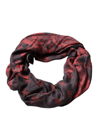 Black Red Floral Modal Wrap Shawl Women's Scarf - Dolce & Gabbana - Modalova