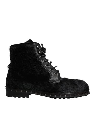 Pony Style Leather Mid Calf Boots Men's Shoes - Dolce & Gabbana - Modalova