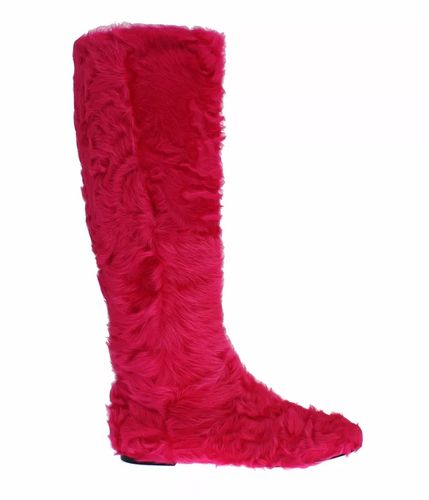 Lamb Fur Leather Flat Boots Women's Shoes - Dolce & Gabbana - Modalova