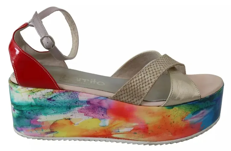 Leather Ankle Strap Wedge Heel Sandals Women's Shoes (Pre-Owned) - EBARRITO - Modalova