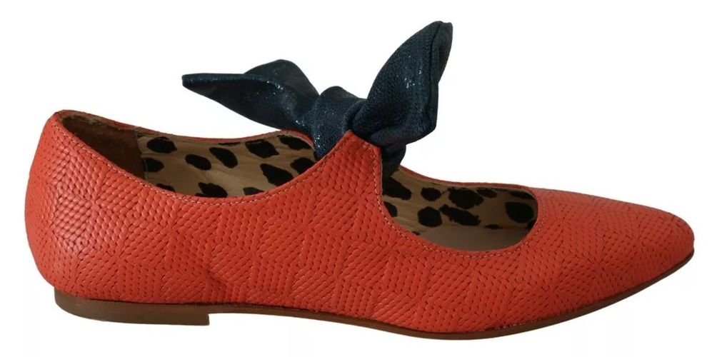 Leather Bow Slip-on Loafers Ballet Flat Women's Shoes (Pre-Owned) - EBARRITO - Modalova