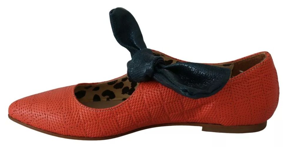 Leather Bow Slip-on Loafers Ballet Flat Women's Shoes (Pre-Owned) - EBARRITO - Modalova