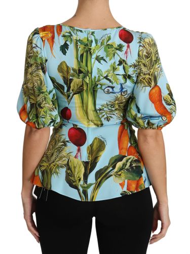 Vegetable Print Silk Top Peplum Wrap Women's Blouse - Dolce & Gabbana - Modalova