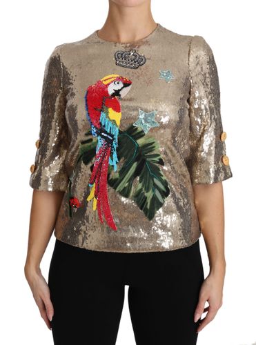 Sequined Parrot Crystal Women's Blouse - Dolce & Gabbana - Modalova