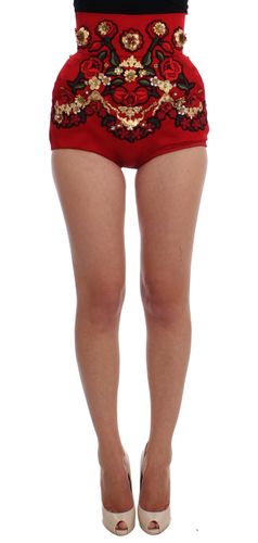 Silk Crystal Roses Women's Shorts - Dolce & Gabbana - Modalova