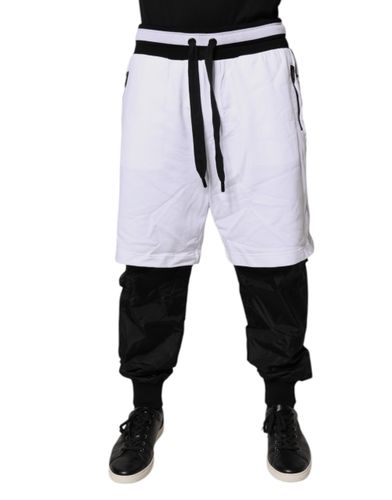 Black White Cotton Layered SweatMen's Men's Pants - Dolce & Gabbana - Modalova